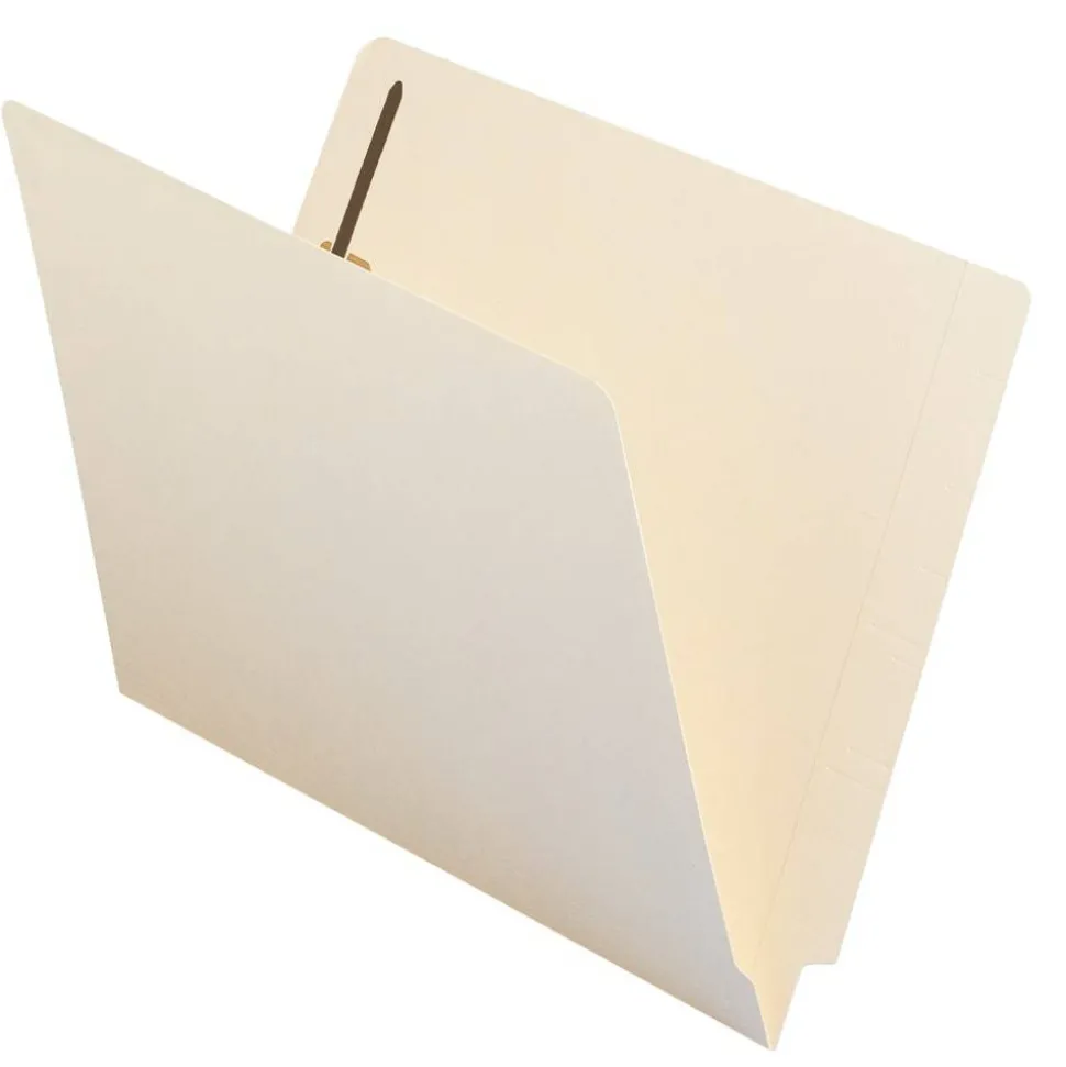 Smead End-Tab Folders With 2 Fasteners, Straight Cut, Letter Size, Manila, Box Of 50