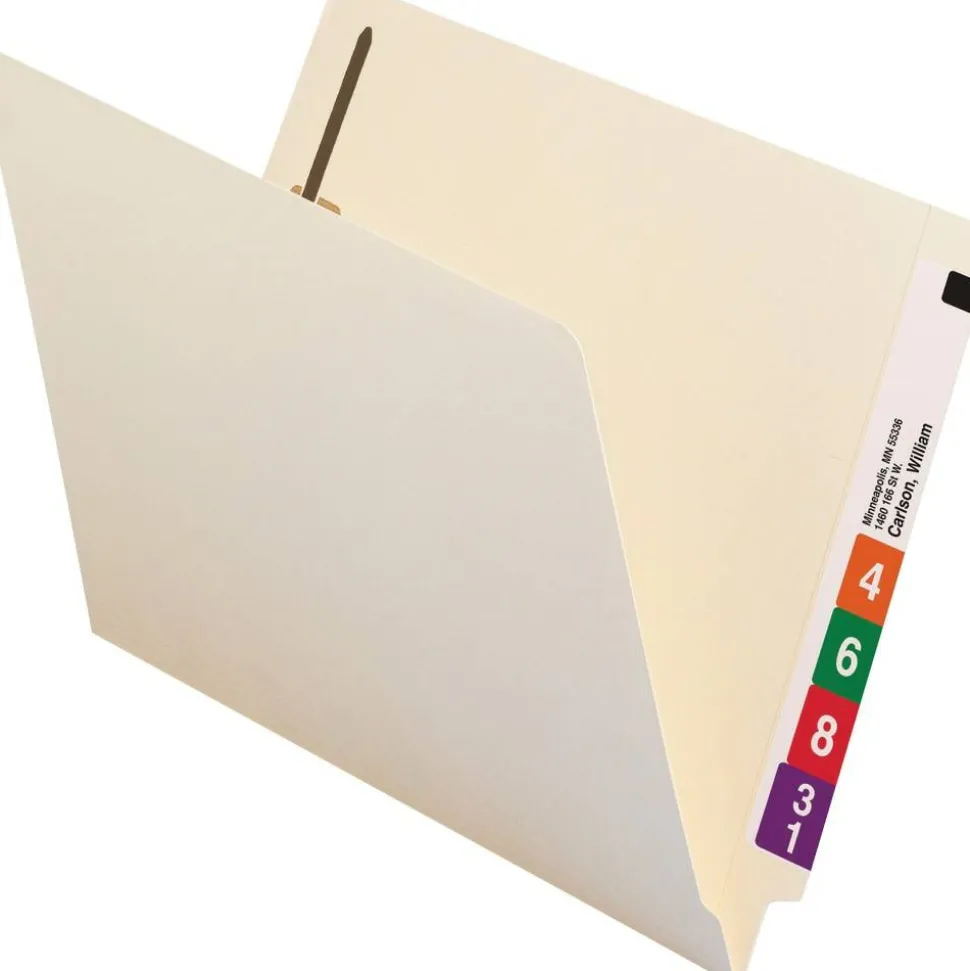 Smead End-Tab Folders With 2 Fasteners, Straight Cut, Letter Size, Manila, Box Of 50