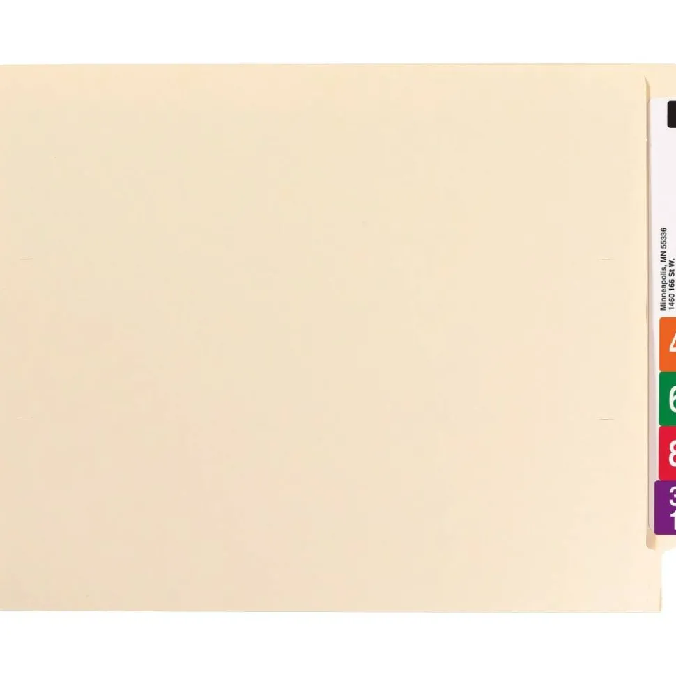 Smead End-Tab Folders With 2 Fasteners, Straight Cut, Letter Size, Manila, Box Of 50