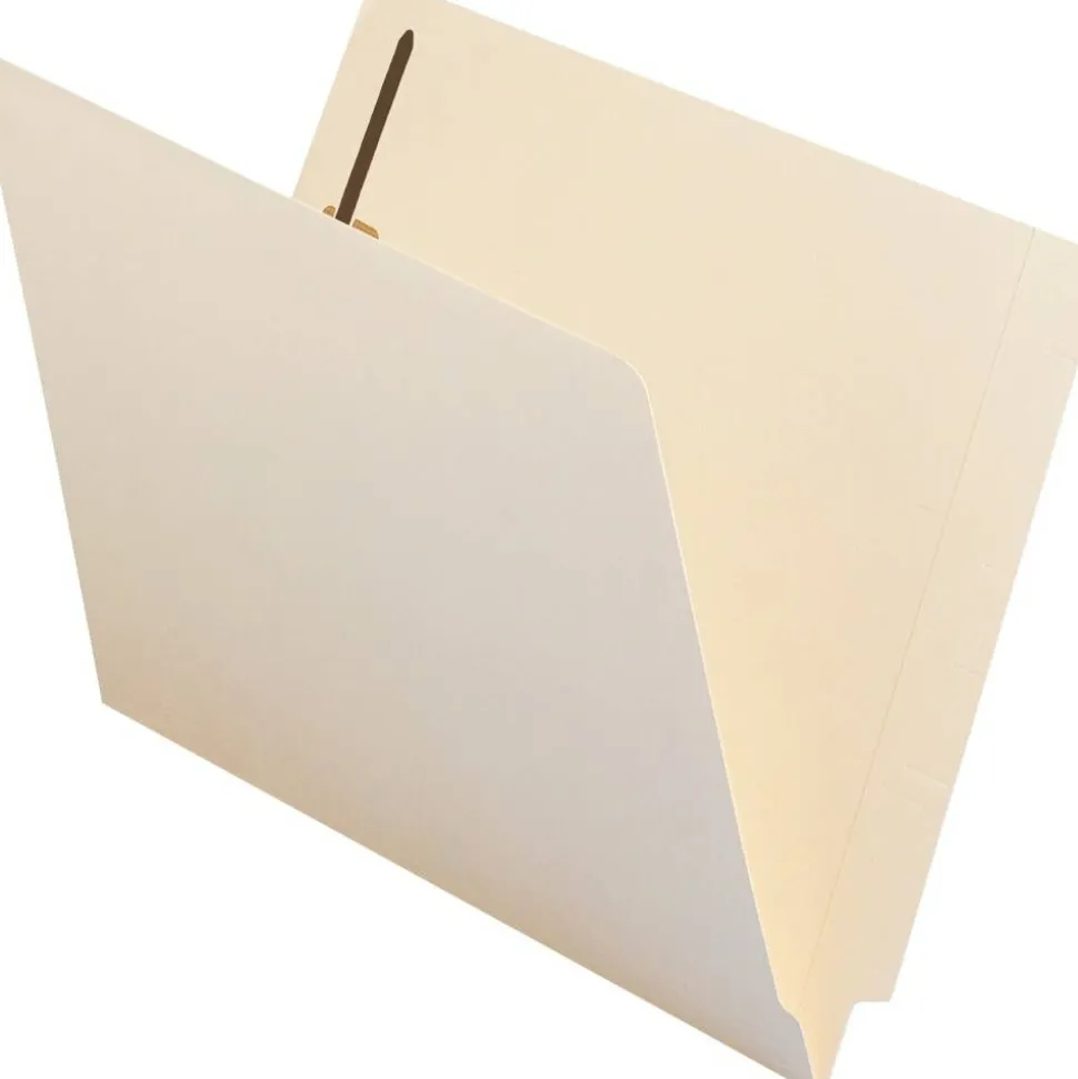 Smead End-Tab Folders With 2 Fasteners, Straight Cut, Letter Size, Manila, Box Of 50