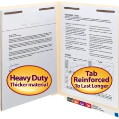 Smead End-Tab Folders With 2 Fasteners, Straight Cut, Letter Size, Manila, Box Of 50