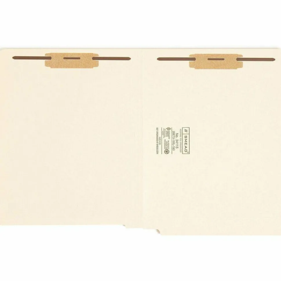 Smead End-Tab Folders With Fastener, 8 1/2" x 11", Letter, Manila, Box of 50 (34115)