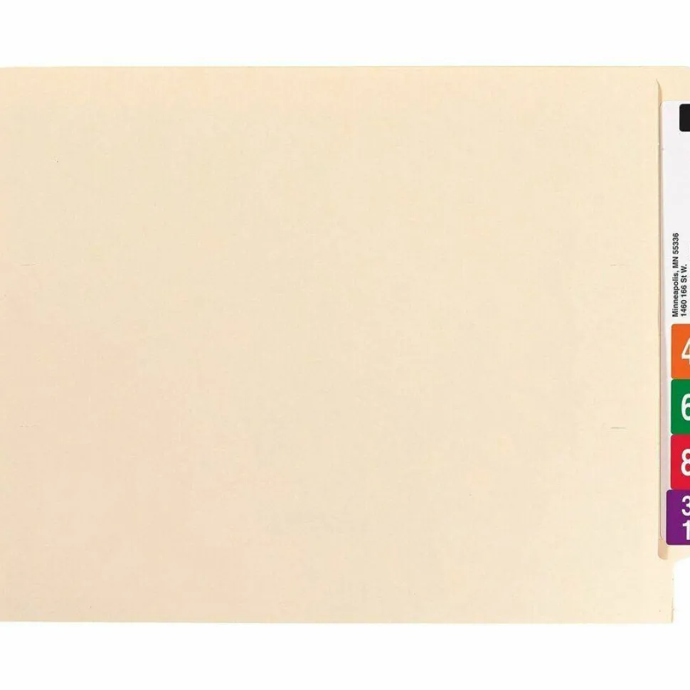 Smead End-Tab Folders With Fastener, 8 1/2" x 11", Letter, Manila, Box of 50 (34115)