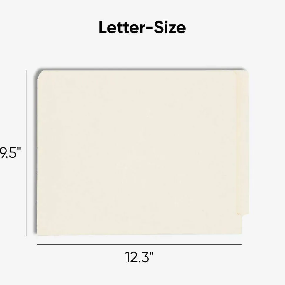 Smead End-Tab Folders With Fastener, 8 1/2" x 11", Letter, Manila, Box of 50 (34115)