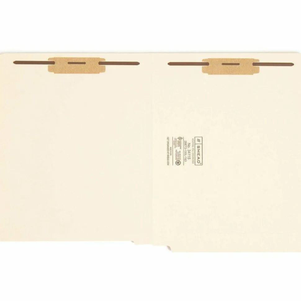 Smead End-Tab Folders With Fastener, 8 1/2" x 11", Letter, Manila, Box of 50 (34115)