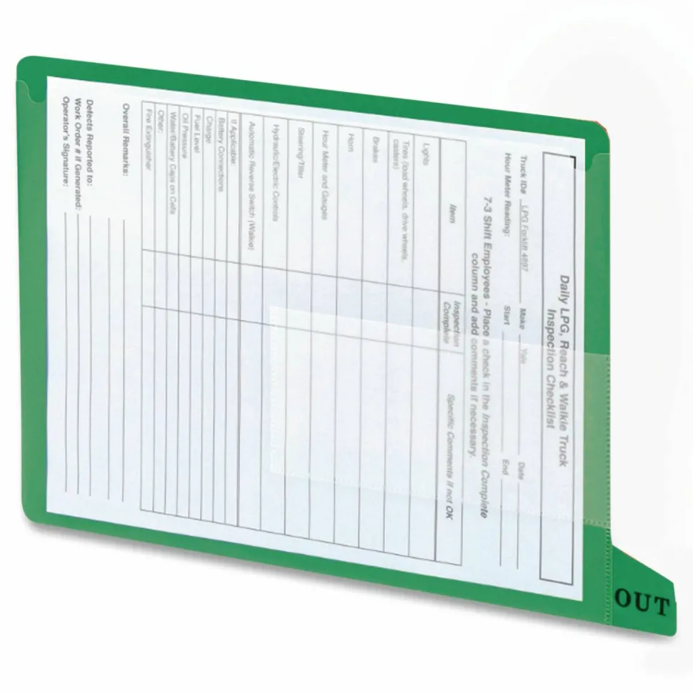 Smead End-Tab Out Guides, Letter Size, Green, Pack Of 25