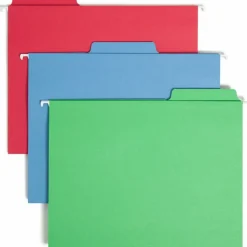 Smead FasTab Hanging File Folders, Letter Size, Assorted Colors, Pack Of 18 Folders