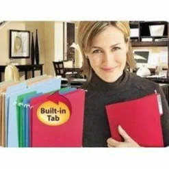 Smead FasTab Hanging File Folders, Letter Size, Assorted Colors, Pack Of 18 Folders
