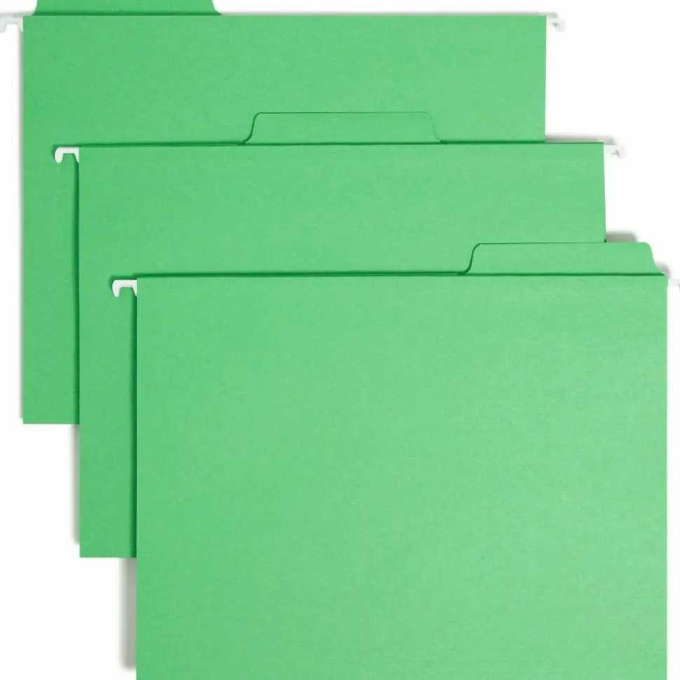 Smead FasTab Hanging File Folder, Letter Size, Green, Box Of 20