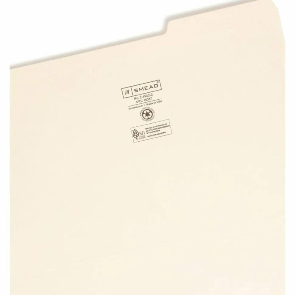Smead File Folders, 1/3 Cut, Legal Size, Right Tab Cut, Manila, Box Of 100