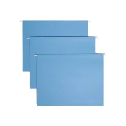 Smead Hanging File Folders, 1/5-Cut Adjustable Tab, Letter Size, Blue, Box Of 25
