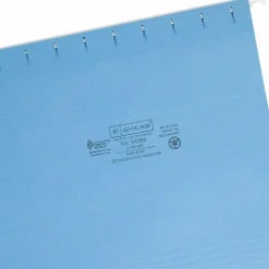 Smead Hanging File Folders, 1/5-Cut Adjustable Tab, Letter Size, Blue, Box Of 25