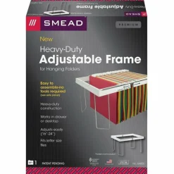 Smead Heavy-Duty Adjustable Hanging Folder Frame - Letter - 16" to 24" Long - Steel, Plastic - White - 1 Box