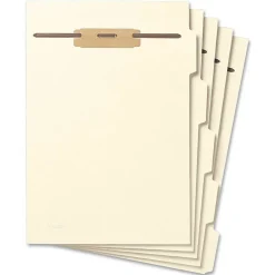 Smead Hinge Covered Fastener File Folder Dividers, Letter Size, Manila, Pack Of 50