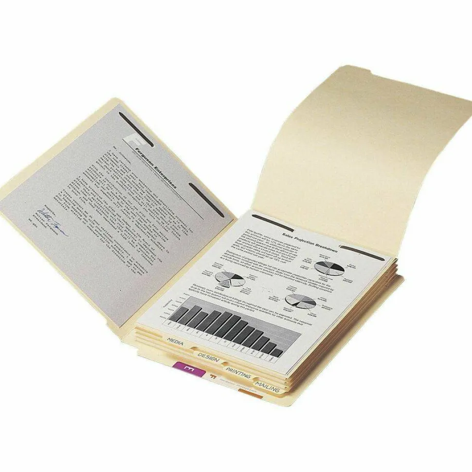 Smead Hinge Covered Fastener File Folder Dividers, Letter Size, Manila, Pack Of 50