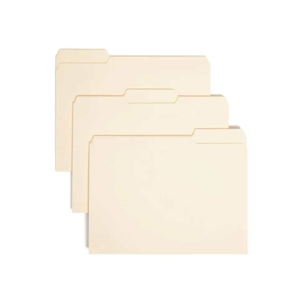 Smead Interior Folders, 1/3 Cut, Letter Size, Manila, Box Of 100