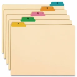 Smead Legal-Size Manila File Guides, Alphabetical, Assorted Color Tabs, Pack Of 25