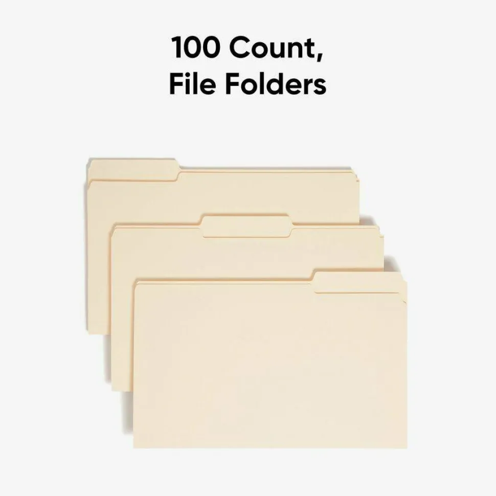 Smead Manila File Folders, Legal Size, 1/3 Cut, Pack Of 100 (15330)