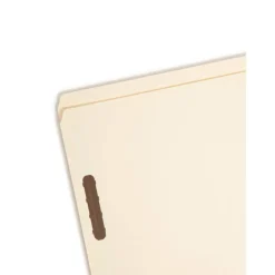 Smead Manila Reinforced Tab Fastener Folders With Two Fasteners, Straight Cut, Legal Size, Pack Of 50