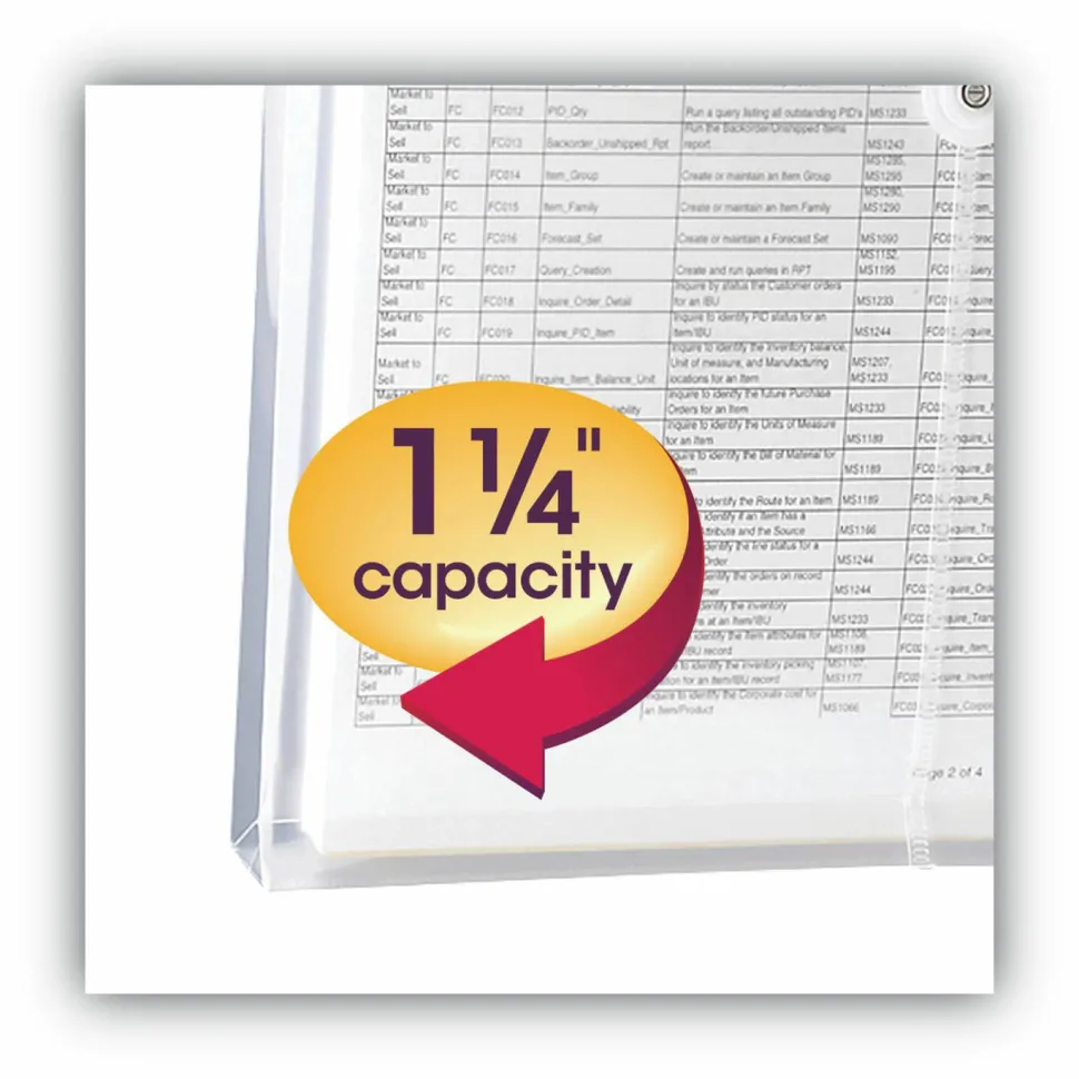 Smead Poly Envelopes With String-Tie Closure, 1 1/4" Expansion, Letter Size, Clear, Pack Of 5 Envelopes