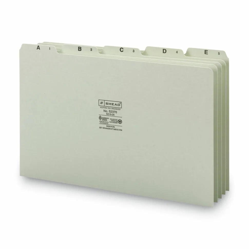 Smead Preprinted Pressboard A-Z File Guide, Legal Size, 100% Recycled, Green
