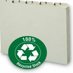 Smead Preprinted Pressboard 1-31 Daily File Guide, Letter Size, 100% Recycled, Gray/Green