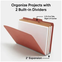 Smead Pressboard Classification Folders, 2/5-Cut Tab, Expands 2