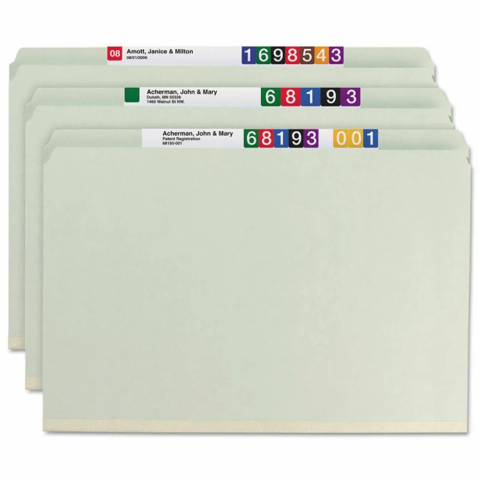 Smead Pressboard Fastener Folders With SafeSHIELD Coated Fasteners, 2" Expansion, Legal Size, Gray/Green, Box Of 25