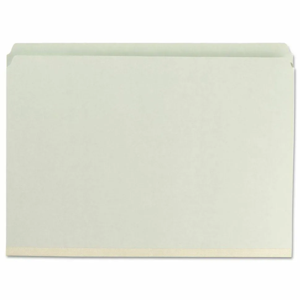 Smead Pressboard Fastener Folders With SafeSHIELD Coated Fasteners, 2" Expansion, Legal Size, Gray/Green, Box Of 25
