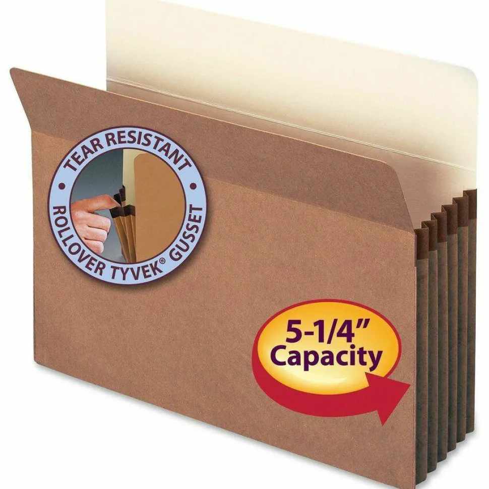 Smead Redrope File Pockets, Letter Size, 5 1/4" Expansion, 30% Recycled, Redrope, Box Of 50
