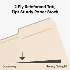 Smead Reinforced Tab Fastener Folders With Two Fasteners, 1/3 Cut, Letter Size, Manila, Pack Of 50 (14537)