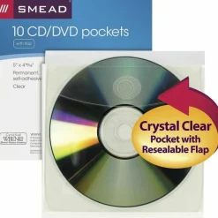 Smead Self-Adhesive CD/DVD Pockets, 4.9