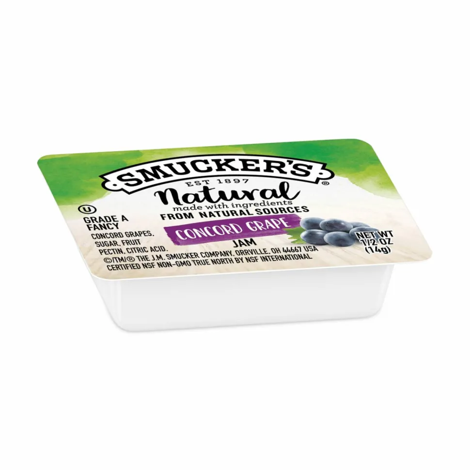 Smucker's Smuckers 1/2 Ounce Natural Jam, 0.5 oz Container, Concord Grape, 200/Carton