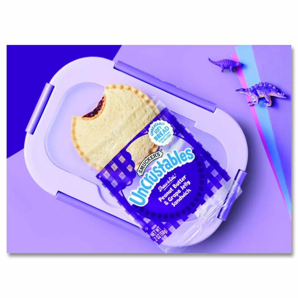 Smucker's UNCRUSTABLES Peanut Butter and Grape Jelly/Peanut Butter and Strawberry Jam, 2 oz, 10 Sandwiches/Pack, 2 Packs/Carton