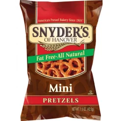 Snyder's Fat-Free All-Natural Mini Pretzels, 1.5 Oz, Pack Of 48