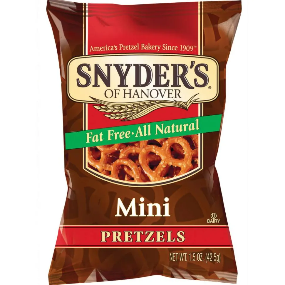Snyder's Fat-Free All-Natural Mini Pretzels, 1.5 Oz, Pack Of 48