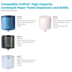 SofPull by GP PRO, 1-Ply, Centerpull Perforated Towels, White, 4 Rolls Per Case, 567 Sheets Per Roll