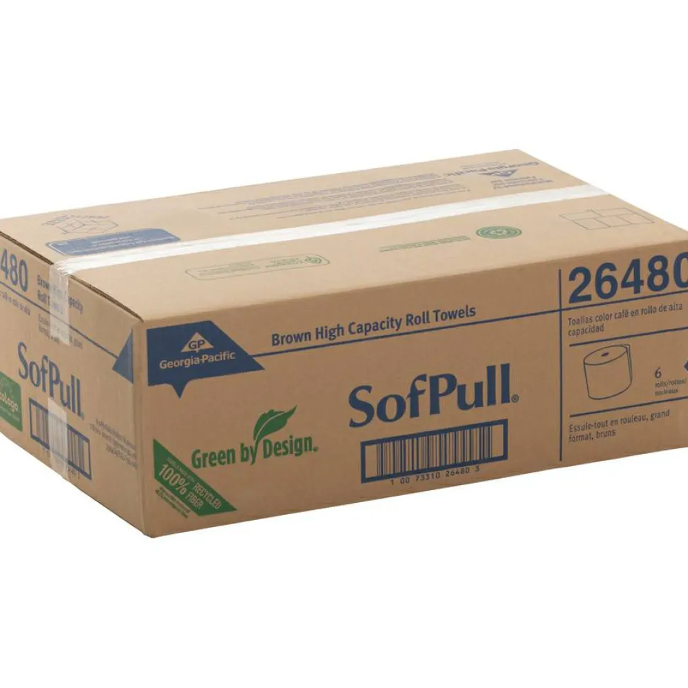 Sofpull by GP PRO, 1-Ply, 7.87" x 1000', 100% Recycled, Brown, 6 Rolls per Case