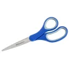 Soft Handle Stainless Steel Scissors, 8", Straight, Blue/Gray
