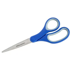 Soft Handle Stainless Steel Scissors, 8", Straight, Blue/Gray