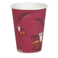 Solo Cup Paper Hot Cups, 12 Oz, Maroon, Carton Of 300 Cups