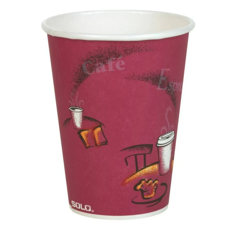 Solo Cup Paper Hot Cups, 12 Oz, Maroon, Carton Of 300 Cups