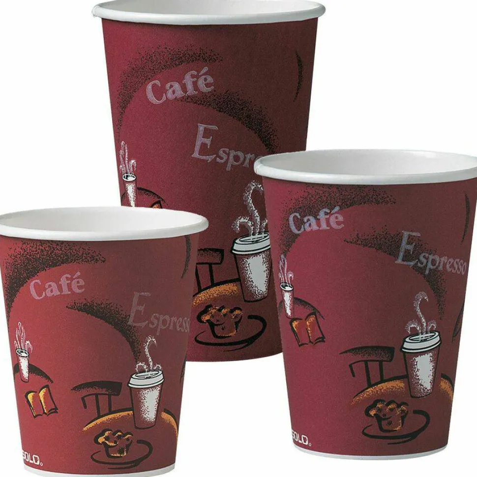 Solo Cup Paper Hot Cups, 12 Oz, Maroon, Carton Of 300 Cups
