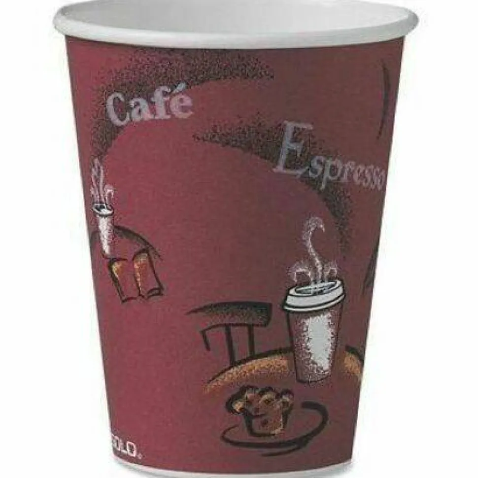 Solo Cup Paper Hot Cups, 12 Oz, Maroon, Carton Of 300 Cups