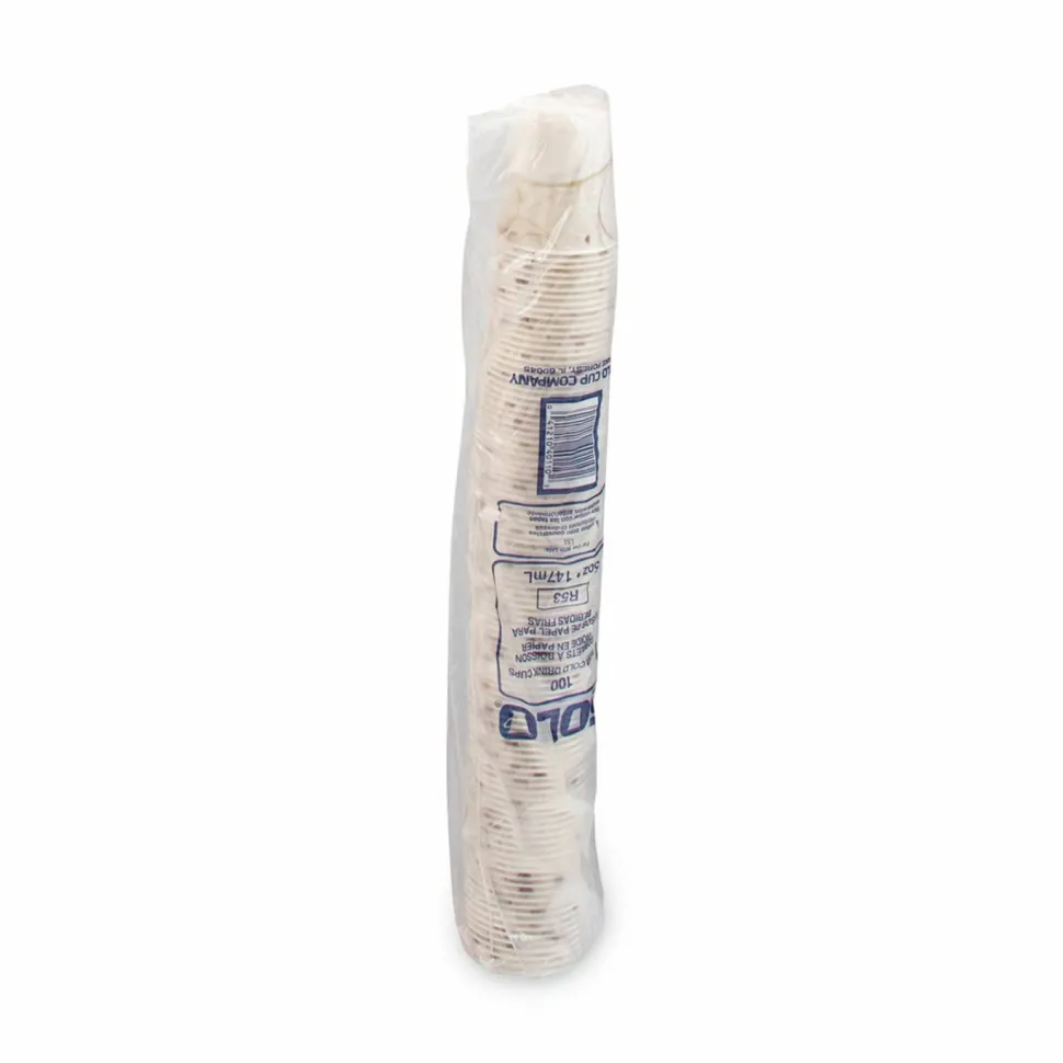 Solo Cup Paper Water Cups, Waxed, 5 oz.,100/Pack