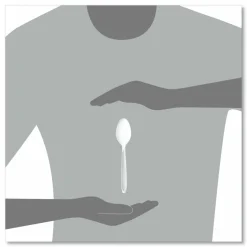 SOLO Impress Heavyweight Full-Length Polystyrene Cutlery, Spoon, Plastic, White, 100/Box