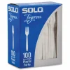 SOLO Impress Heavyweight Full-Length Polystyrene Cutlery, Fork, Plastic, White, 100/Box