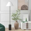 Somerset 64" Tall Floor Lamp with Fabric Shade in Blackened Bronze/White