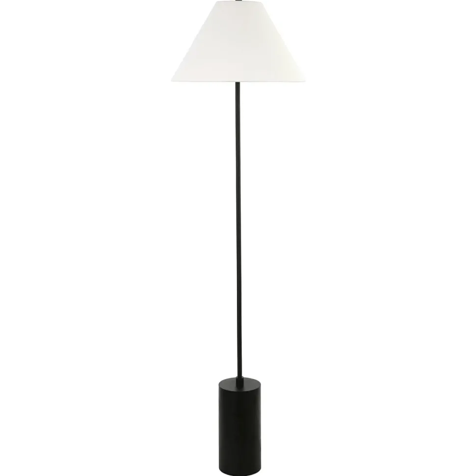 Somerset 64" Tall Floor Lamp with Fabric Shade in Blackened Bronze/White