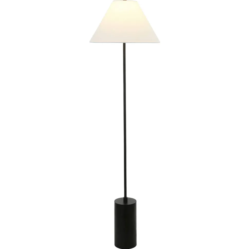 Somerset 64" Tall Floor Lamp with Fabric Shade in Blackened Bronze/White